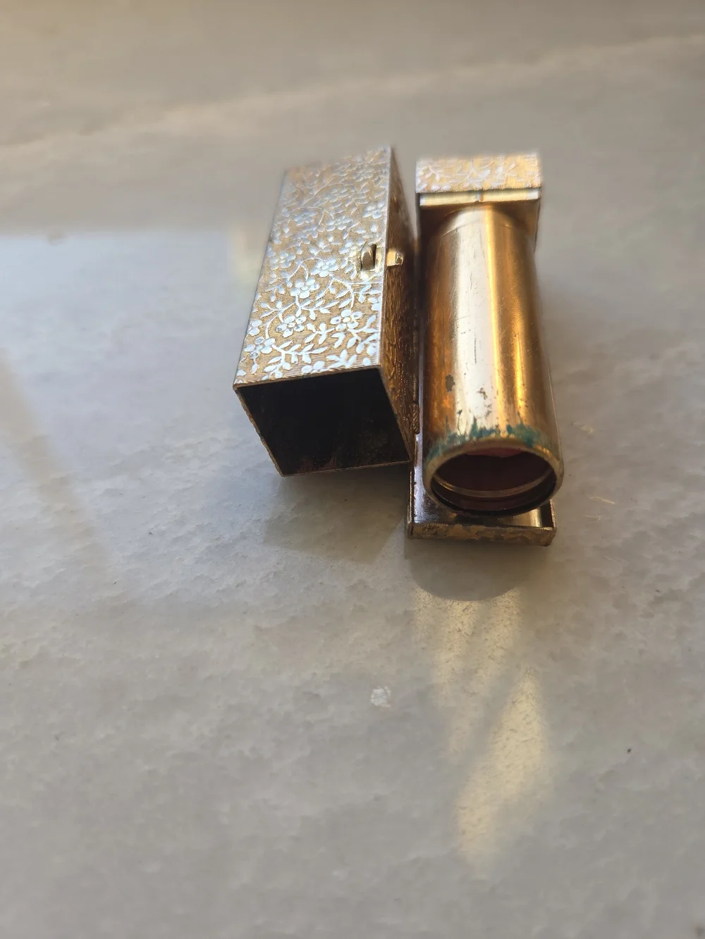 Vtg Mid-Cent Gold Lipstick Lot Helena Rubinstein Wedding Band & Avon Mirror Case